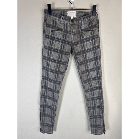 Current Elliot Womens Gray Plaid Soho Zip Stiletto Pants 25 Grunge Punk Gorpcore - Picture 1 of 9